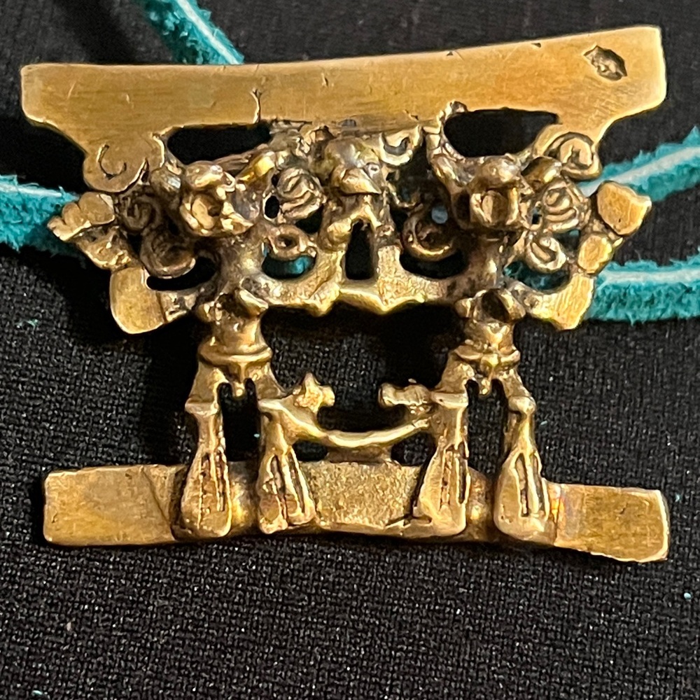 Vintage Alva Studios Mayan Bolo or Pendant - 1.5” x 1.25” Bronze